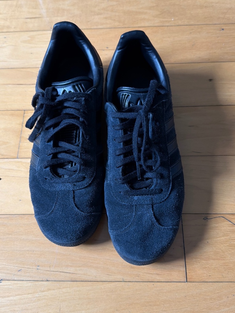 Size 8 all black gazelles like new worn twice